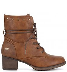 Botki na obcasie Mustang brązowe