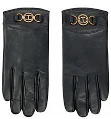 Rękawiczki skórzane TWINSET czarne