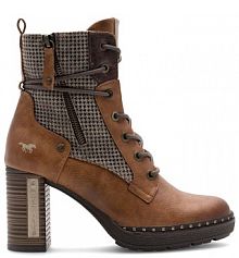 Botki na obcasie Mustang brązowe