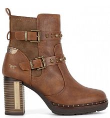 Botki na obcasie Mustang brązowe