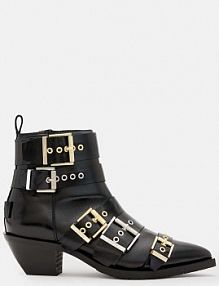 Botki na obcasie AllSaints  czarne W019FB