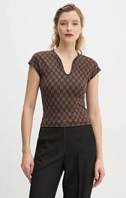 T-shirt By Malene Birger  brązowy damski Q72465001