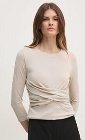 Longsleeve Oui  beżowy damski 91158