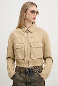 Kurtka jeansowe HUGO Blue  beżowa damska 50530800