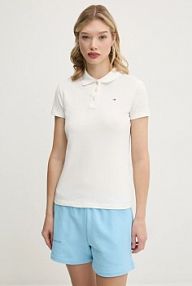 Koszulka polo Tommy Jeans  beżowa damska DW0DW20160