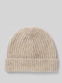 Czapka beanie z wyhaftowanym logo model Lora MOS MOSH beżowa damska EAN BEANIE RIPP