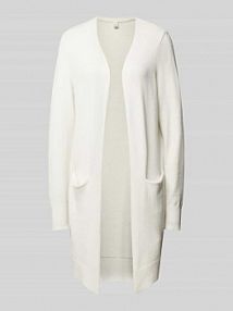 Kurtka z dzianiny z mieszanki wiskozy z przodem bez zapięcia QS biała damska EAN STK Hülle