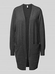 Kurtka z dzianiny z mieszanki wiskozy z przodem bez zapięcia QS szara damska EAN STK Hülle