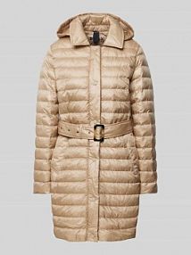 Płaszcz pikowany z paskiem i kapturem model BASEL BRAX beżowy damski EAN STEPP LANG GÜRTE