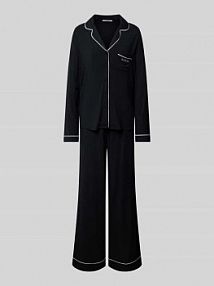 Piżama z wyhaftowanym logo model CARLYN Guess czarna damska EAN BP PJ Set  Jerse