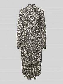 Sukienka koszulowa z wiskozy z wiązanym paskiem QS biała EAN KLD Zebra Print