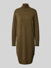 Sukienka o długości do kolan z dzianiny z prążkowanymi wykończeniami QS zielona EAN 2153365