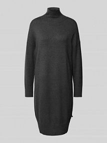 Sukienka o długości do kolan z dzianiny z prążkowanymi wykończeniami QS szara EAN 2153365