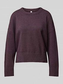 Sweter z dzianiny z mieszanki wiskozy z obniżonymi ramionami QS fioletowy damski EAN 2153157