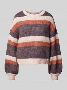 Sweter z dzianiny z bufiastymi rękawami QS fioletowy damski EAN 2153155