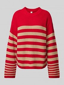 Sweter z dzianiny z okrągłym dekoltem model YASRIGA czerwony damski EAN 26035558