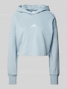 Bluza krótka z kapturem i wyhaftowanym logo adidas Sportswear niebieska damska EAN IY6847