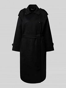 Płaszcz wełniany z wiązanym paskiem THE KOOPLES czarny damski EAN MTL 2RH GTL