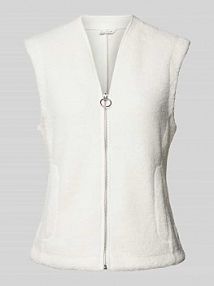 Kamizelka z futerka o kroju regular fit z zamkiem błyskawicznym Tom Tailor biała damska EAN Sweatvest Teddy