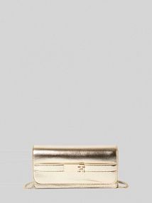 Kopertówka z detalem z logo model HERITAGE Tommy Hilfiger złota EAN FLAP CLUTCH CHAI