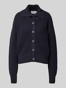 Kardigan z dzianiny z wykładanym kołnierzem JAKE*S STUDIO WOMAN niebieski EAN CO Cardi Collar1