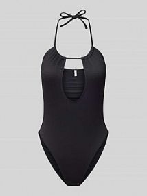 Kostium kąpielowy z wiązaniem na szyi model PLUNGE Calvin Klein Underwear czarny EAN KW0KW02725