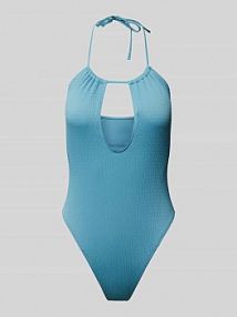 Kostium kąpielowy z wiązaniem na szyi model PLUNGE Calvin Klein Underwear turkusowy EAN KW0KW02725