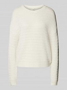 Sweter z dzianiny z okrągłym dekoltem QS biały damski EAN 2158550