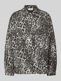 Kurtka jeansowa z nakładanymi kieszeniami z patką na piersi model Noliana moves szara damska EAN Denim Leo Over