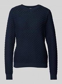 Sweter z dzianiny z prążkowanymi wykończeniami model Dodo FREE/QUENT granatowy damski EAN 125854