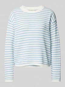 Sweter z dzianiny z prążkowanymi wykończeniami model Domo FREE/QUENT niebieski damski EAN 205481