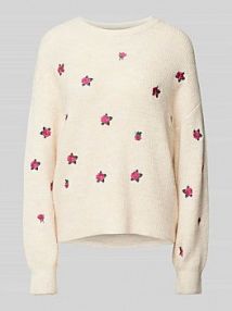 Sweter z dzianiny z okrągłym dekoltem model FLEUR YAS biały damski EAN 26036293