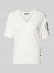 T-shirt z prążkowanymi wykończeniami Windsor biały damski EAN 30045344