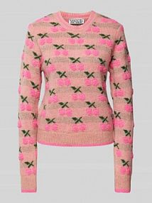 Sweter z dzianiny z wyhaftowanym motywem model Hiroyal Essentiel Antwerp różowy damski EAN Hiroyal