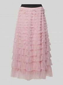 Długa spódnica z warstwowymi falbanami model NAJA Vero Moda różowa EAN 10329929