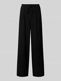 Spodnie materiałowe z szeroką nogawką i zakładkami w pasie model AMANDA CAMBIO czarne damskie EAN 6049 0377/00