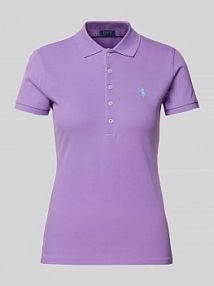 Koszulka polo z wyhaftowanym logo model JULIE Polo Ralph Lauren fioletowa damska EAN POLO 1/2 SLIM UN