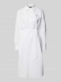 Sukienka koszulowa z wyhaftowanym logo model CORY Polo Ralph Lauren biała EAN 211928804