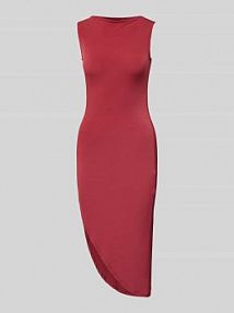 Sukienka midi z dekoltem w łódkę model BELLA Noisy May czerwona EAN MIDI ASYMETRIC S
