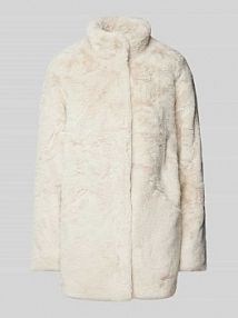 Płaszcz z imitacji futra o kroju regular fit ze stójką model VIDA Only biały damski EAN 15164600
