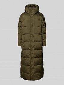 Płaszcz pikowany z kapturem model LULA FREE/QUENT oliwkowy damski EAN 205046