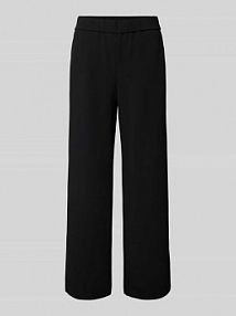 Spodnie materiałowe o kroju straight fit z elastycznym pasem Zero czarne damskie EAN NOS Easy Wide Le
