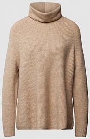 Sweter z wywijanym kołnierzem z prążkowanymi wykończeniami JC Sophie beżowy damski EAN R7215