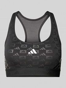 Biustonosz sportowy z nadrukiem z logo ADIDAS SPORTSWEAR czarny EAN SPW logo bra blk