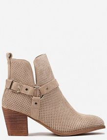 Ciemnobeżowe Botki kowbojki Vices na Słupku z Klamrą Falfedi