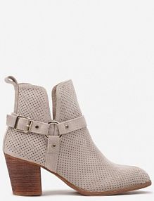 Jasnobeżowe Botki kowbojki Vices na Słupku z Klamrą Falfedi