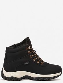 Czarno-Złote Płaskie Ocieplane trapery ze Sznurowaniem Riviri Renee damskie