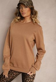 Brązowa bluza z Bawełną i Ściągaczami przy Rękawach Ravemi Renee damska
