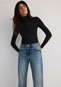 Błyszczący golf Reserved czarny damski 310BX-99L