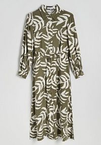 Koszulowa sukienka z wiskozy Reserved oliwkowa 3401P-91X